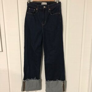 High rise straight leg dark wash jeans